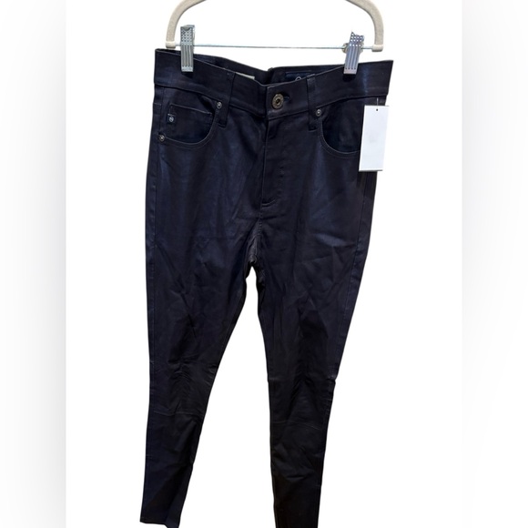 AG Adriano Goldschmied Women's Faux Leather Luxury Work Black Jeans size 27 NWT - Picture 2 of 8